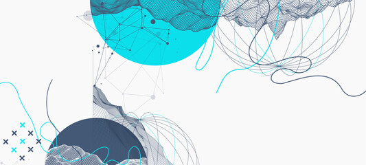 Wall Mural - abstract wireframe background. modern science or technology art elements. surface illustration.