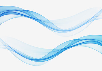 smooth transparent blue wave design element. blue wave. blue motion wave, smoky flow curve. set of a