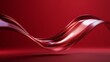 © pier - 3d glass metallic red ribbon floating on red background with elegant gradient