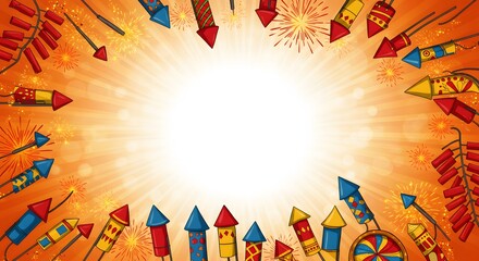 Dynamic fireworks exploding in vibrant celebration perfect for festive event backgrounds