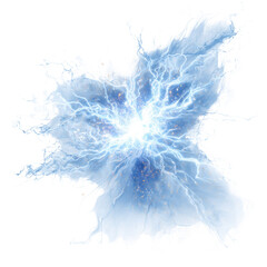 Wall Mural - abstract art depicting a vibrant blue energy explosion with white paint splatter, resembling cosmic 