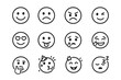 © Viacheslav - Emoji Icon Set. Outline icon set of emoji design: happy face, sad face, angry icon, winking eye, love eyes,