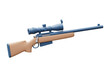 © タンロック - 3D Rendered Rifle Model with Blue and Beige Color Scheme on Black Background