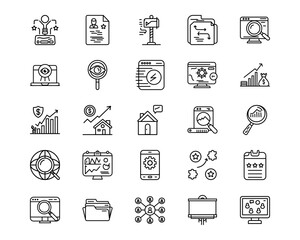 Wall Mural - online marketing line vector icons