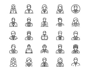 Wall Mural - women line vector icons