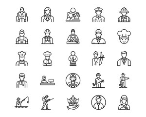 Wall Mural - women line vector icons