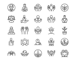 Wall Mural - personality traits line vector icons