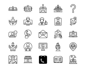 Wall Mural - contact us line vector icons