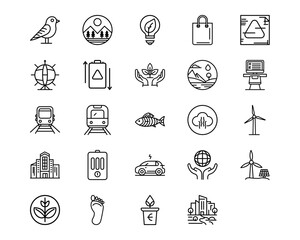 Wall Mural - earth day line vector icons