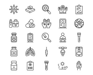 Wall Mural - infectious diseases line vector icons