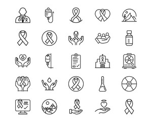 Wall Mural - Chemotherapy Line Vector Icons