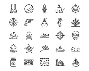 Wall Mural - ocean line vector icons