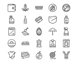Wall Mural - fabric features line vector icons