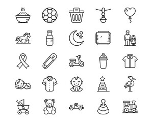 Wall Mural - baby shower line vector icons