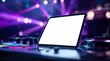 © dwphtra - Laptop mockup on DJ booth with stage lights