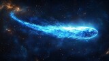 Blue comet - like nebula in outer space