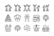 © Jawarla - Party Celebration Icons line icon set vector illustration