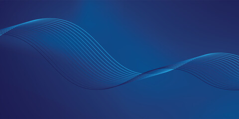 Wall Mural - technology banner background blue gradations with line waves abstract background. vector background 