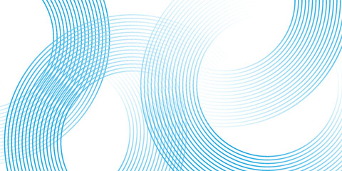 Wall Mural - abstract blue circle lines on white background. geometric stripe line art design. modern gradient li