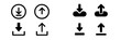 © icon_art - Vector icons depicting download and upload actions in black and white