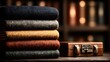 © horizon - Neatly folded stack of luxurious cashmere and felt fabrics in a rich, earthy color palette is shown with a shallow depth of field in a tailor's shop.