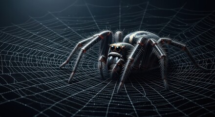 Intricate Night Weaver: A Hyper-Detailed Jumping Spider with Curious Eyes on its Web