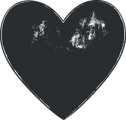 Wall Mural - black grunge textured heart shape symbol with distressed rough edges and scratches on white backgrou