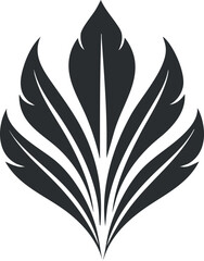 Wall Mural - stylized black feather design with elegant curves and ornamental pattern isolated on white backgroun