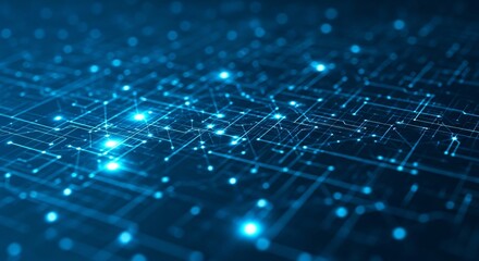 Dynamic glowing blue digital network connections abstract background