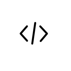 Illustration of coding symbols consisting of angled brackets and a vertical line on a white background