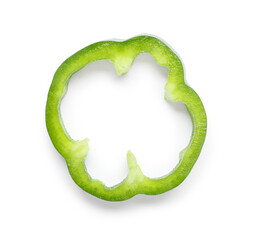 Wall Mural - Slice of green bell pepper on white background