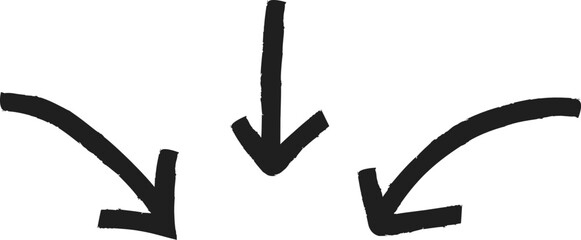 3 doodle arrows pointing. Hand drawn arrow