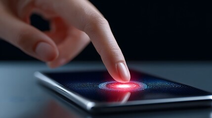 Wall Mural - a finger touching the screen of a smartphone