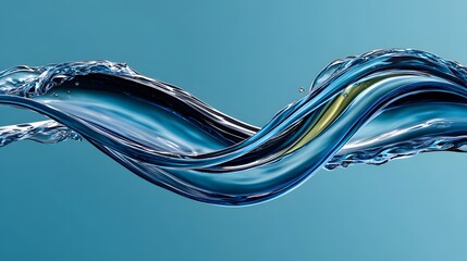 Wall Mural - graceful fluid movement of waves in shades of blue against a soft background