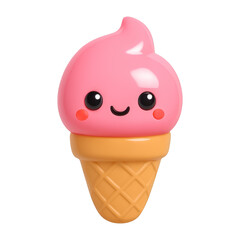 Wall Mural - png cute pink ice cream illustration.