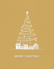 Wall Mural - A minimalist and elegant Christmas design with a stylized tree and gifts.