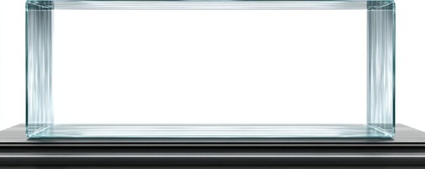 Minimalist Glass Plank Frame on Dark Surface Against White Background