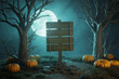 © Yeam - Halloween signboard On Wooden, Dark Fantasy illustration