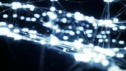Abstract network of glowing nodes and connecting lines