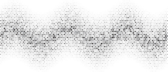 Canvas Print - abstract halftone dotted wave background. black dots random sizes on a white background.
