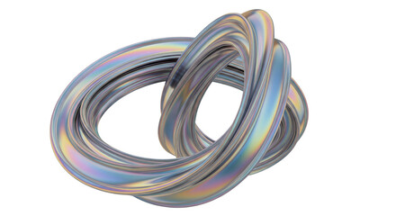 Glossy iridescent twisted loop sculpture transparent image. Striking abstract form with smooth surface isolated cutout 3d render. Futuristic modern cut out clipart design element ... 




