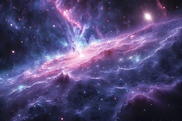 Wall Mural - Purple space nebula with stars shining bright. Great for wallpapers or digital projects