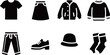 © cheng - Collection of clothing and fashion vector icons, featuring various apparel like a t-shirt, jeans, skirt, and shoes in a solid fill style.
