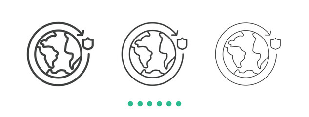 Earth protection icon. Thin line icon vector