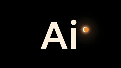 Wall Mural - Ai Text Boom Dot Black Background Modern Minimal Design With Glowing Light Effect Digital Art Futuristic Concept