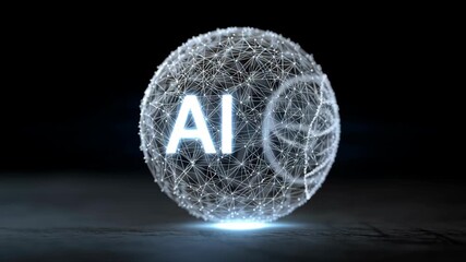 Wall Mural - ai boom sphere with glowing network lines, futuristic digital energy, wireframe innovation, technolo