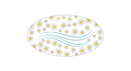 Wall Mural - Abstract oval design with cellular pattern and wavy lines.