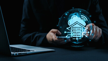 Wall Mural - cloud computing, cloud strategy, and cloud technology transforming digital infrastructure with scala
