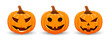 © angelmaxmixam - Set carved Halloween pumpkins with different scary faces isolated on white background. The main symbol of the Happy Halloween holiday. Vector illustration.