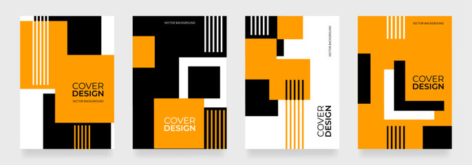 Wall Mural - orange, black and white abstract modern posters or vertical background vector set. cover design temp
